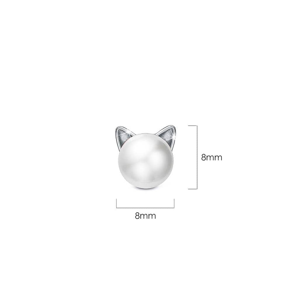Solid 925 Sterling Silver Kitty Pearl Stud Earrings - Brilliant Co
