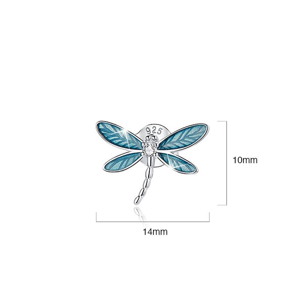 Solid 925 Sterling Silver Dragonflies in Blue Stud Earrings - Brilliant Co