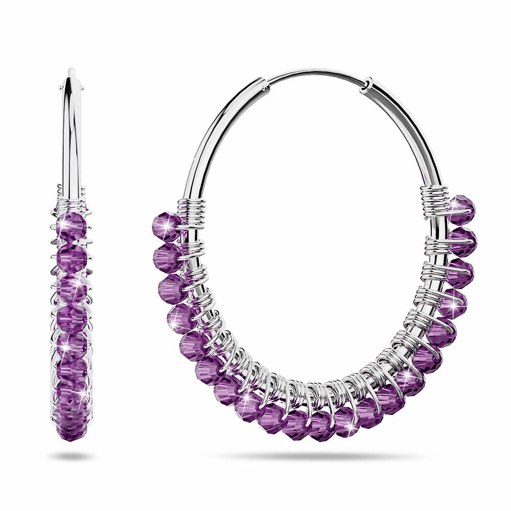 Solid 925 Sterling Silver Purple Amethyst Huggie Earrings - Brilliant Co