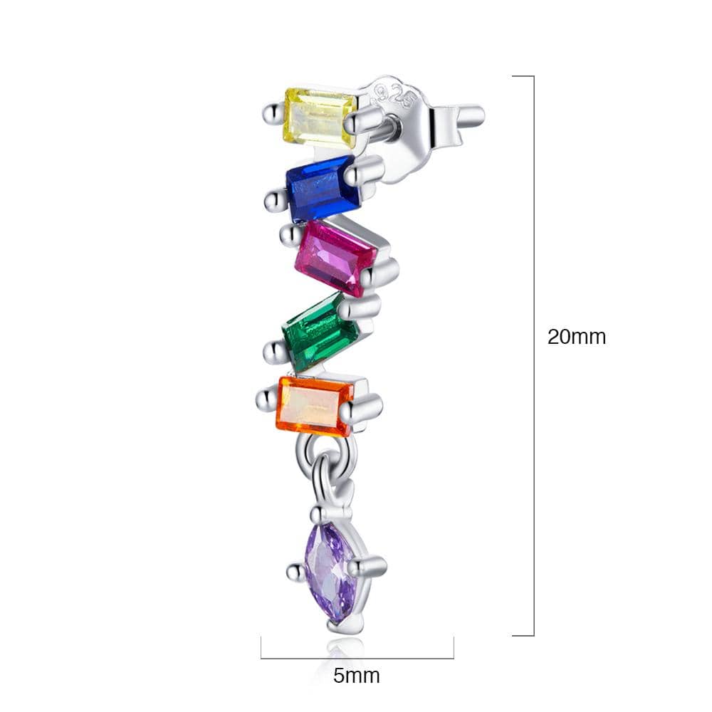 Solid 925 Sterling Silver Multicoloured Stud Earrings - Brilliant Co