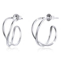 Solid 925 Sterling Silver Dramatic C-hoop Earrings - Brilliant Co