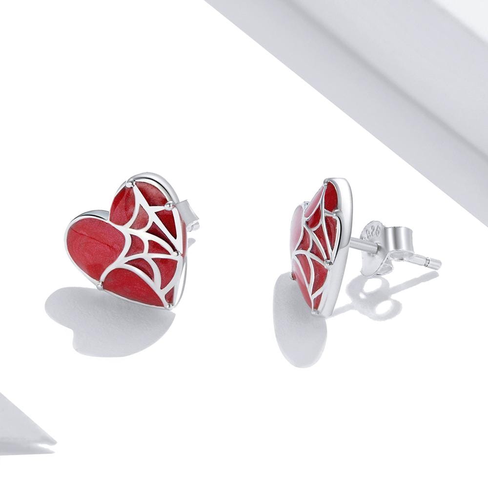 Solid 925 Sterling Silver Love-Webbed Stud Earrings