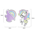 Solid 925 Sterling Silver Glitzy Pastel Unicorn Stud Earrings