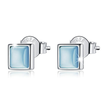 Solid 925 Sterling Silver Clarity in Baby Blue Stud Earrings - Brilliant Co