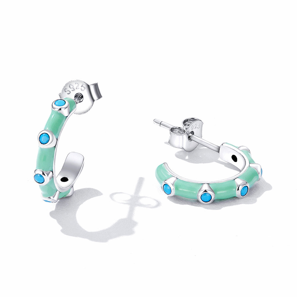 solid-925-sterling-silver-blue-caterpillar-c-hoop-earrings-3