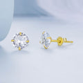 Solid 925 Signature Silver Mary Anne Crystal Stud Earrings In Gold