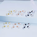 Solid 925 Signature Silver Mary Anne Crystal Stud Earrings In Gold