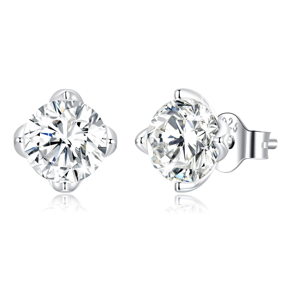 Solid 925 Signature Silver Simple Moissanite Stud