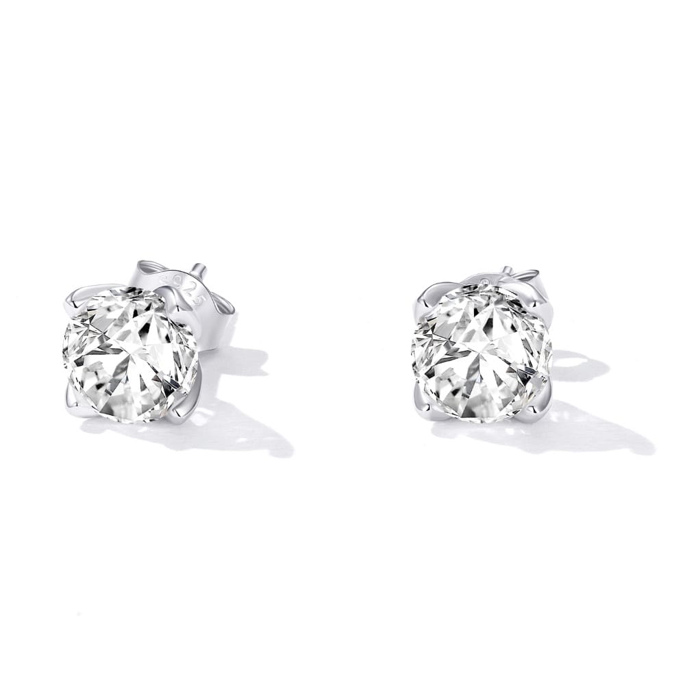 Solid 925 Signature Silver Simple Moissanite Stud