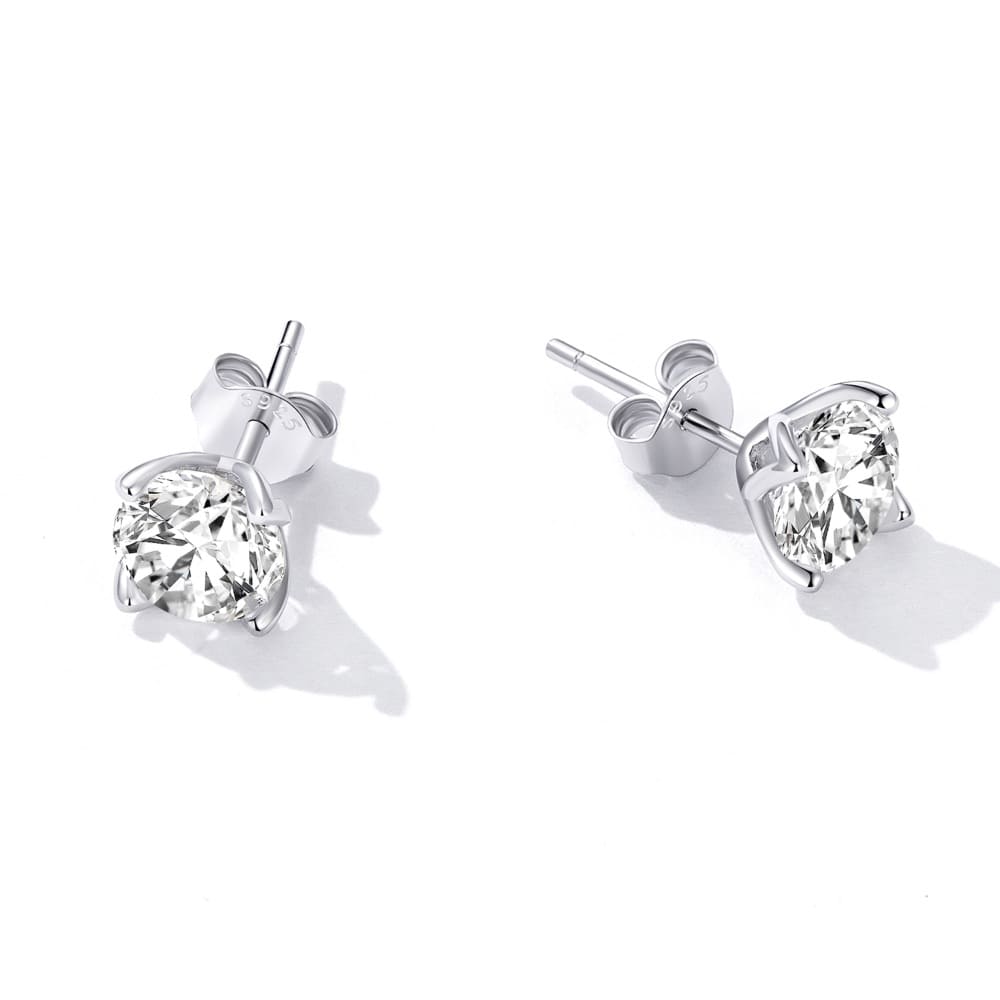 Solid 925 Signature Silver Simple Moissanite Stud