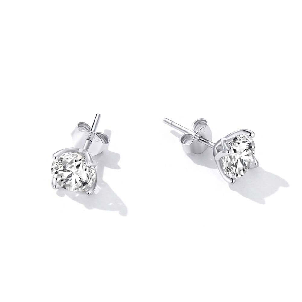 Solid 925 Signature Silver Simple Moissanite Stud