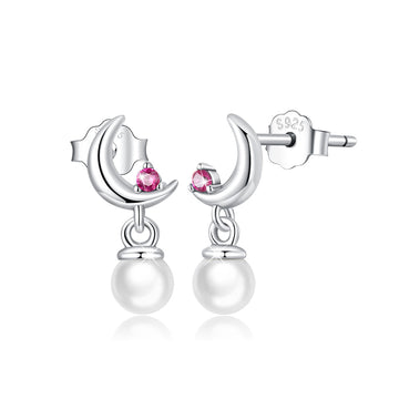 Solid 925 Signature Silver Abernathy Pearl Dangle Earrings