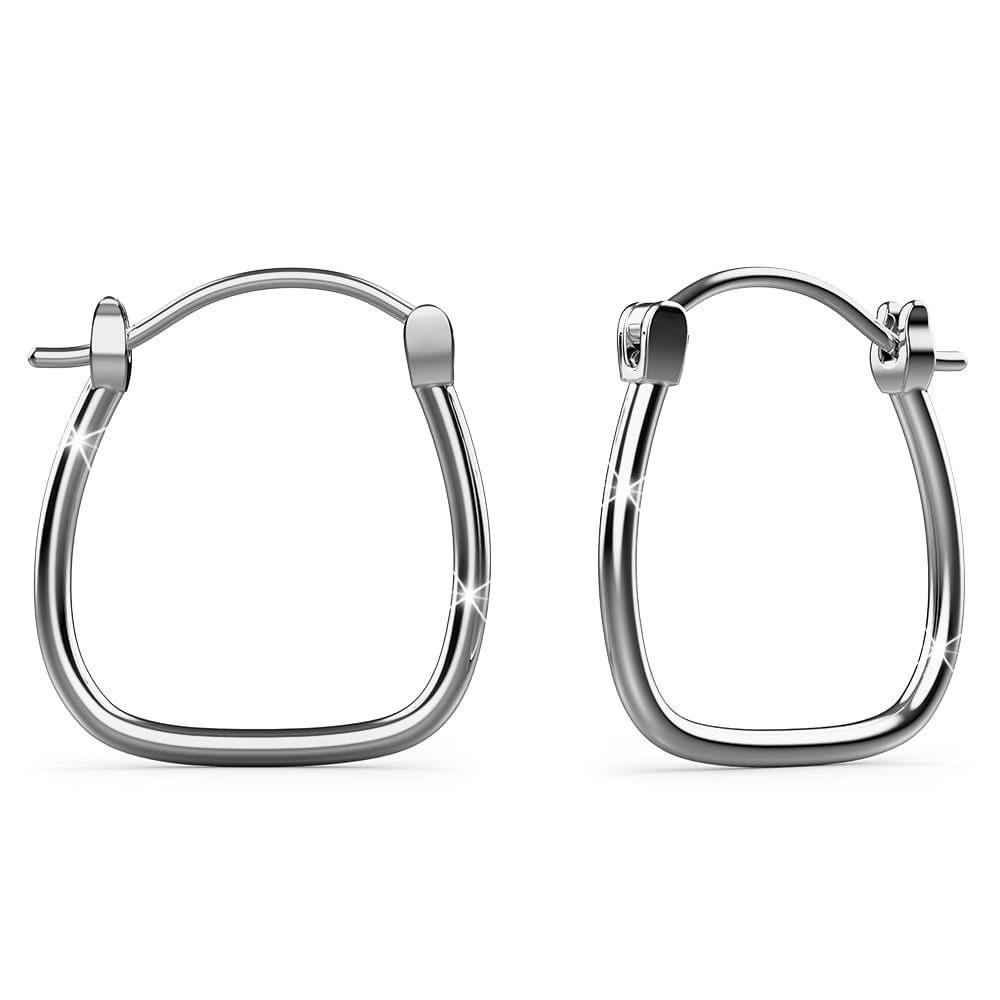 Solid 925 Signature Silver Horseshoe Hoop Earrings 1