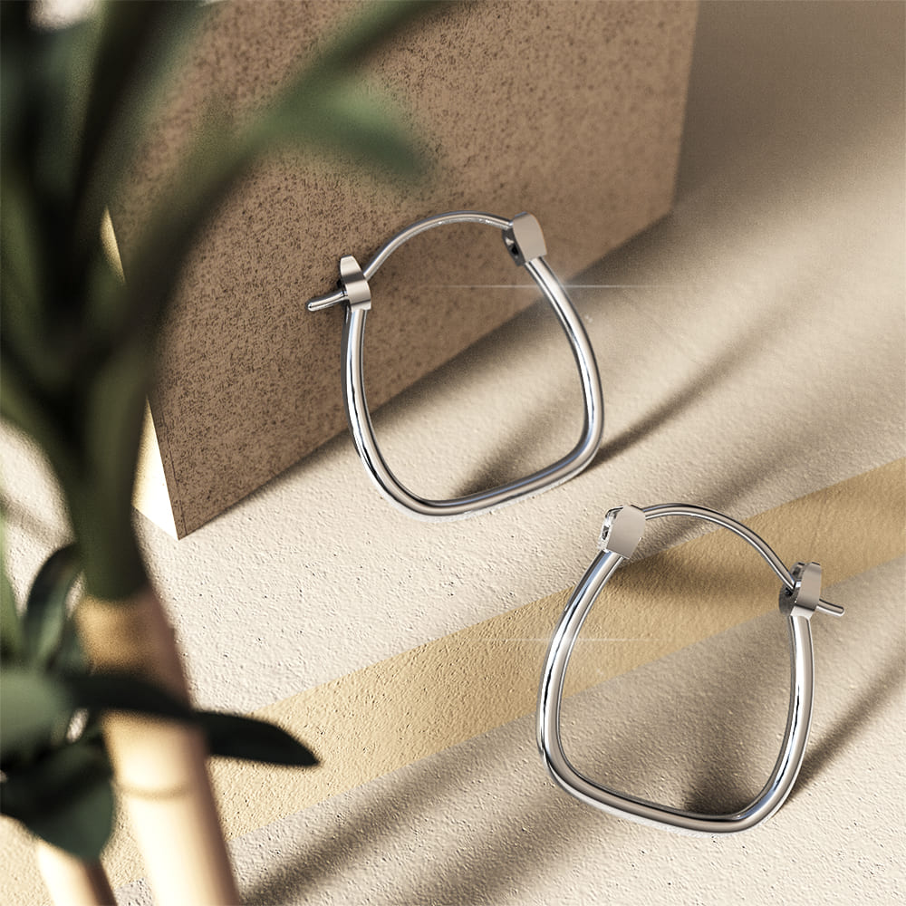 Solid 925 Signature Silver Horseshoe Hoop Earrings 2