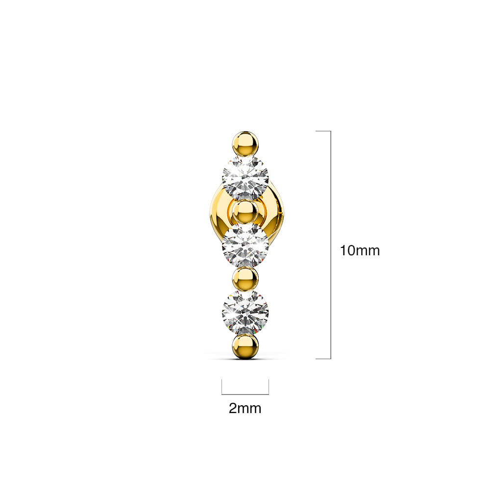 Triple Zircon Cluster Stud Earrings In Gold