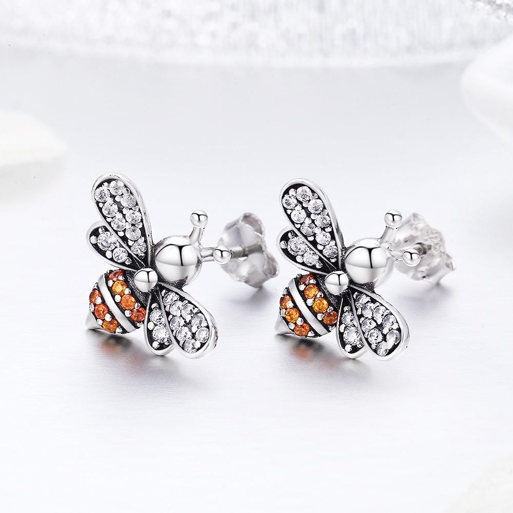 Solid 925 Sterling Silver Kayla Bee Stud Earrings - Brilliant Co