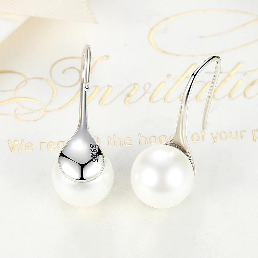 Solid 925 Sterling Silver Pearl Drop Earrings - Brilliant Co