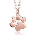 Solid 925 Sterling Silver Animal Pet Paw Print Necklace Rose Gold - Brilliant Co