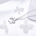 Solid 925 Sterling Silver Baby Animal Pet Paw Print Necklace White Gold - Brilliant Co