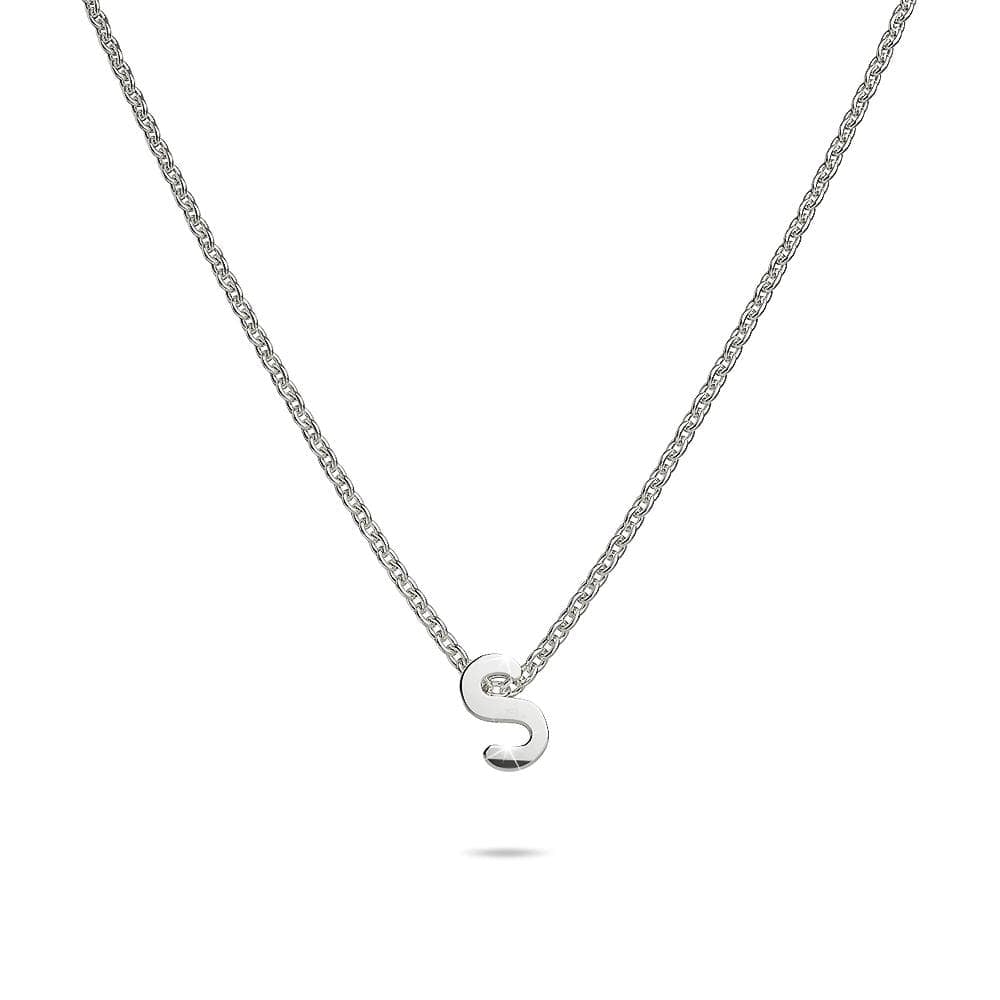 Solid 925 Sterling Silver Initial Alphabet Letter Necklace  - 74