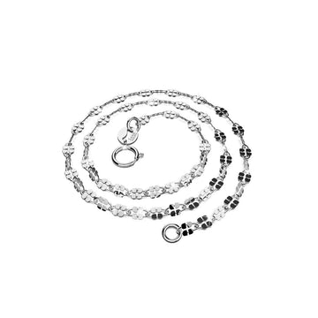 Solid 925 Sterling Silver Fancy Clover Link Chain Necklace in White Gold Layered - Brilliant Co