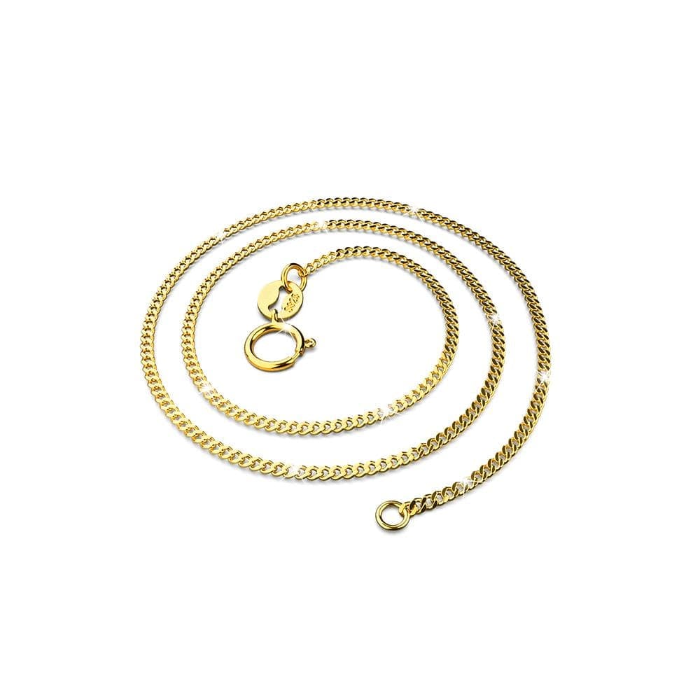 Solid 925 Sterling Silver Curb Chain Chain Necklace in Gold Layered - Brilliant Co