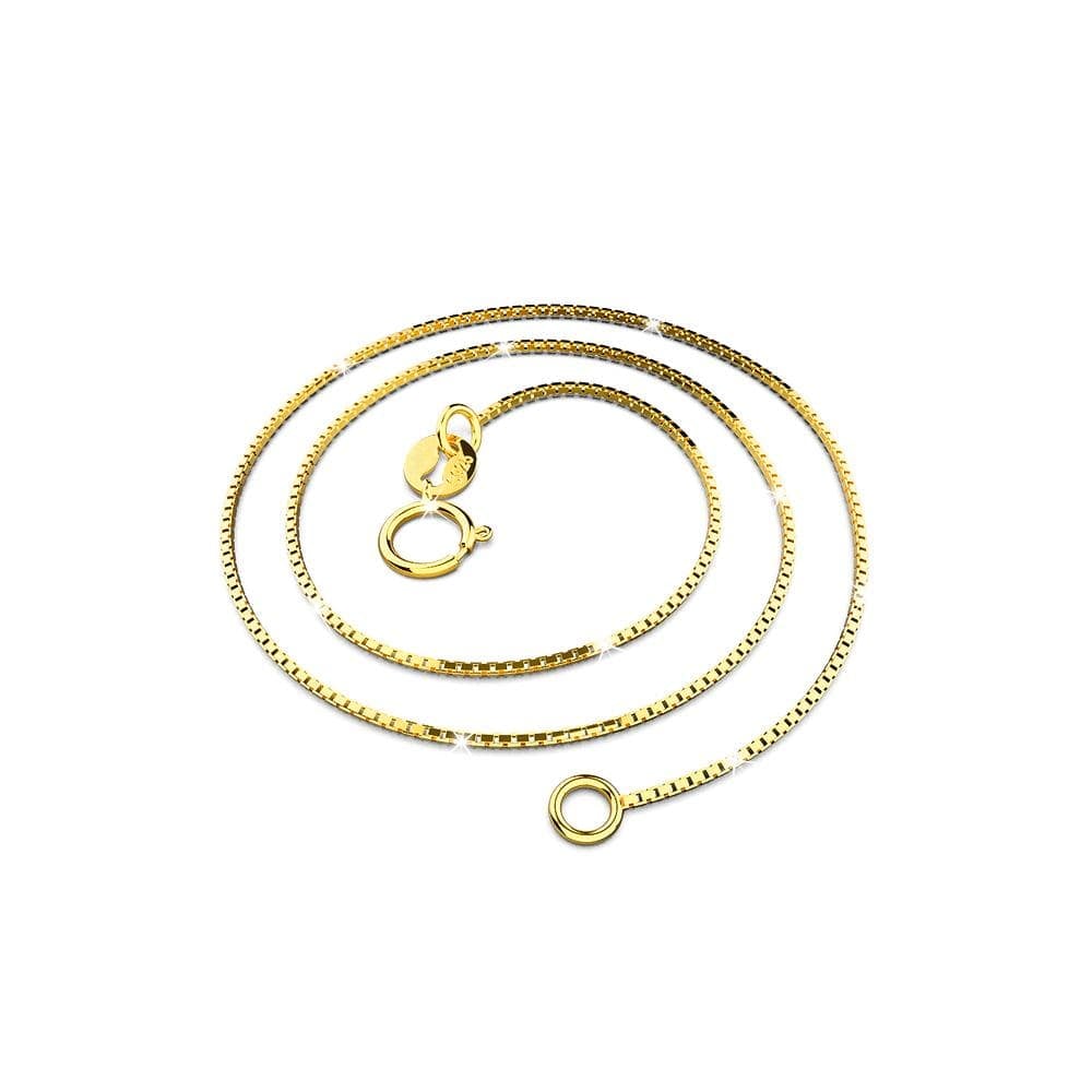 Solid 925 Sterling Silver Box Chain Necklace in Gold Layered - Brilliant Co