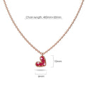 Solid 925 Sterling Silver Bright Red Corundum Crystals Heart-Shaped Pendant Necklace