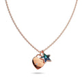 Solid 925 Sterling Silver Rose Gold Filled Heart-Shaped Pendant and Bermuda Blue Starred Necklace Embellished with Crystals from Swarovski¬Æ - Brilliant Co