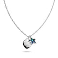 Solid 925 Sterling Silver Heart-Shaped Pendant and Bermuda Blue Necklace Embellished with Crystals from Swarovski¬Æ - Brilliant Co