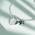 Solid 925 Sterling Silver Heart-Shaped Pendant and Bermuda Blue Necklace Embellished with Crystals from Swarovski¬Æ - Brilliant Co