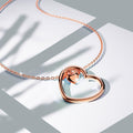 Solid 925 Sterling Silver Rose Gold Filled Joined Heart-Shaped Pendant Necklace - Brilliant Co