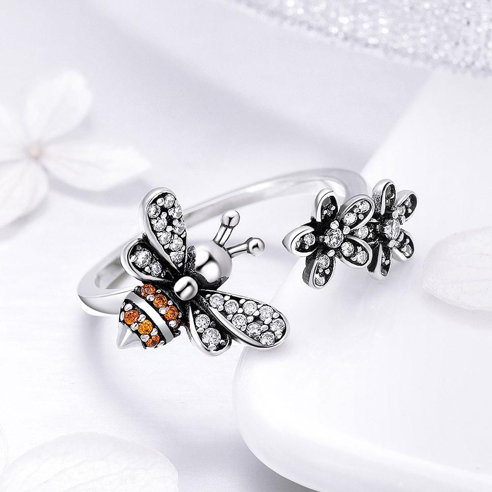 Solid 925 Sterling Silver DaisyBee Ring