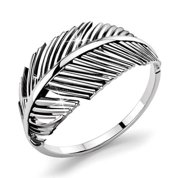 Solid 925 Sterling Silver Antique Feather Ring
