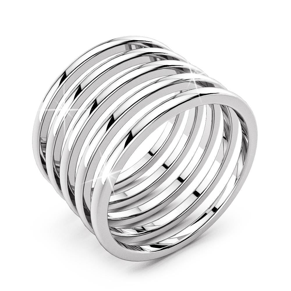 Solid 925 Sterling Silver 5 in 1 Stacked Rings