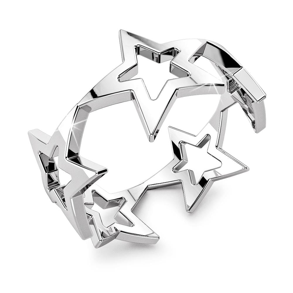 Solid 925 Sterling Silver Interconnected Star Ring