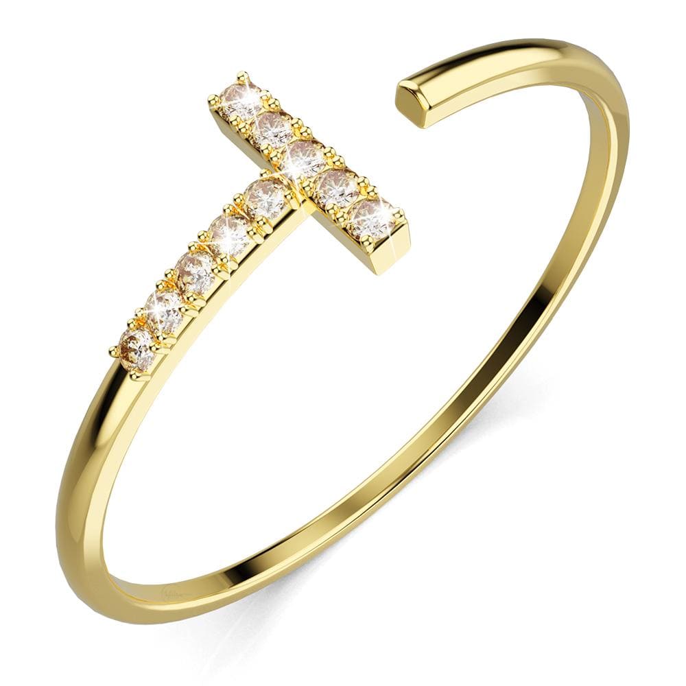 Solid 925 Sterling Silver Cleo Adjustable Stacking Ring in Gold