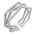 Solid 925 Sterling Silver Clara Geometric Angular Adjustable Stacking Ring - Brilliant Co