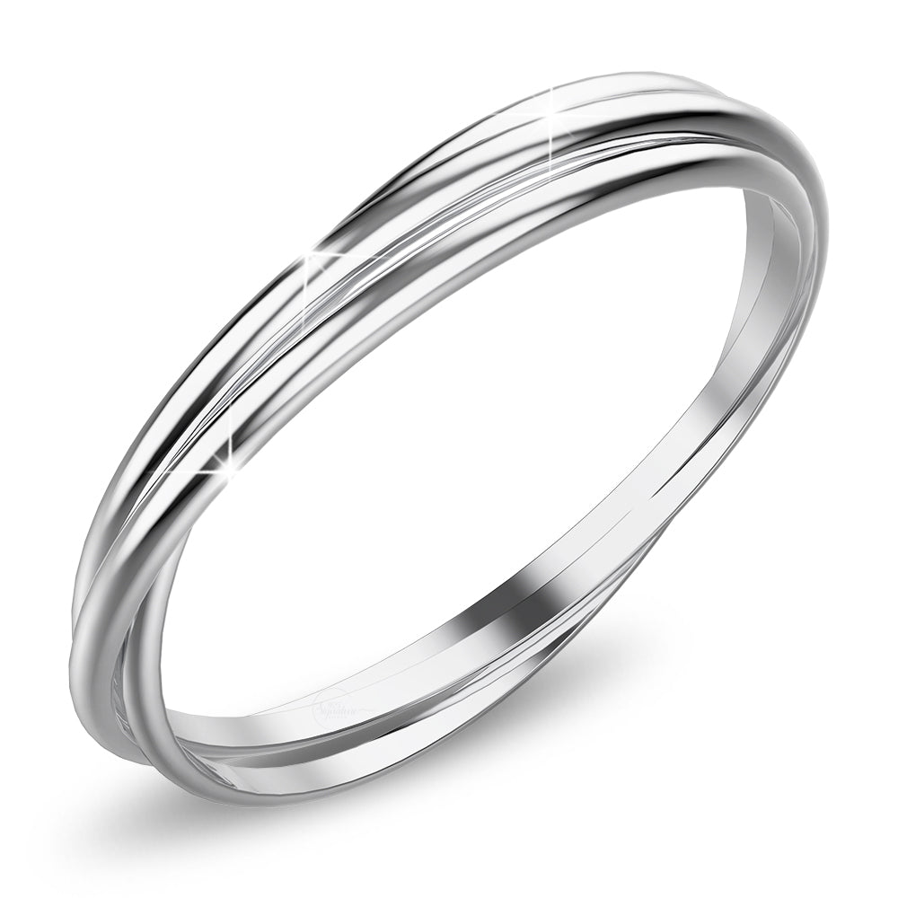 Solid 925 Sterling Silver 3 in 1 Interlink Wedding Ring