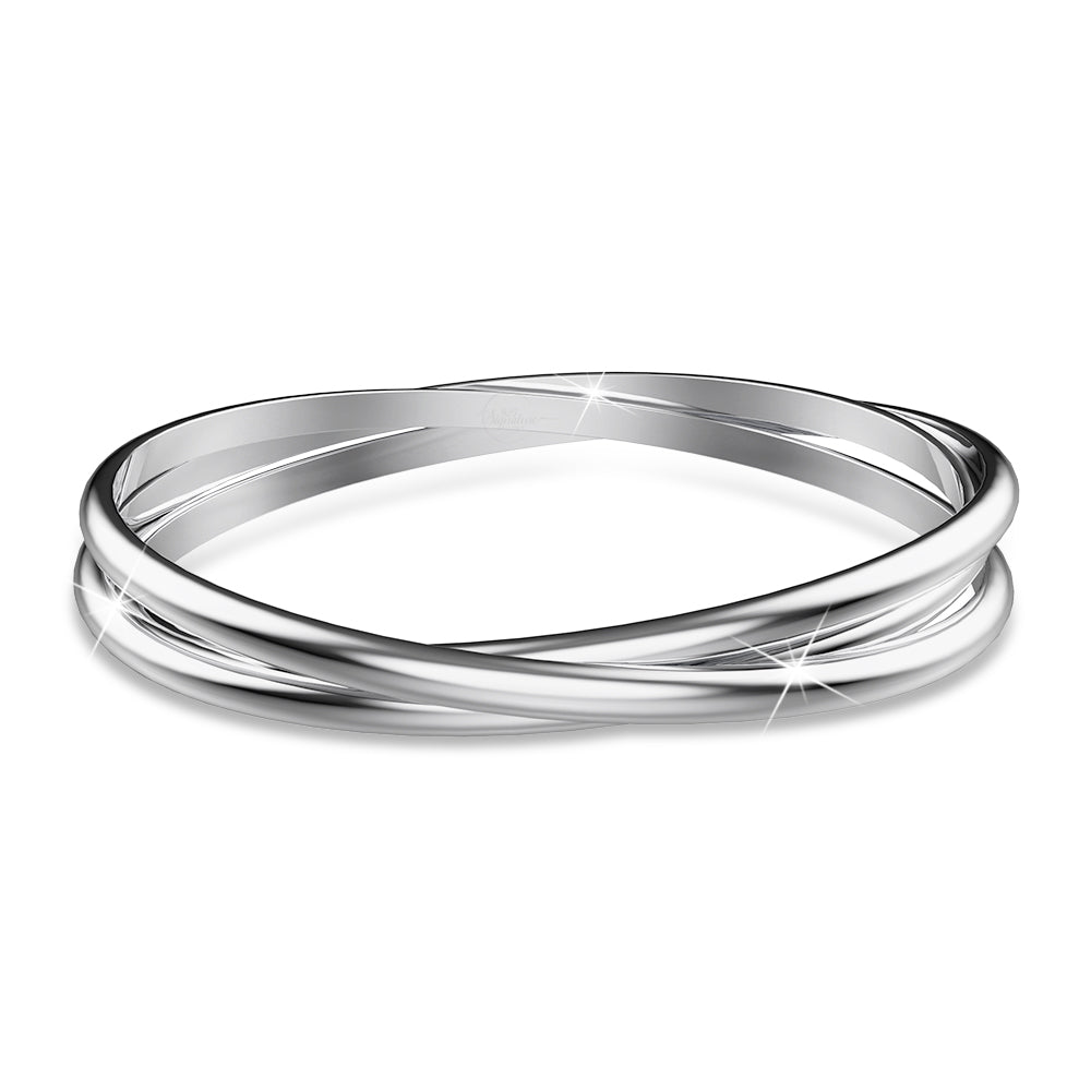 Solid 925 Sterling Silver 3 in 1 Interlink Wedding Ring