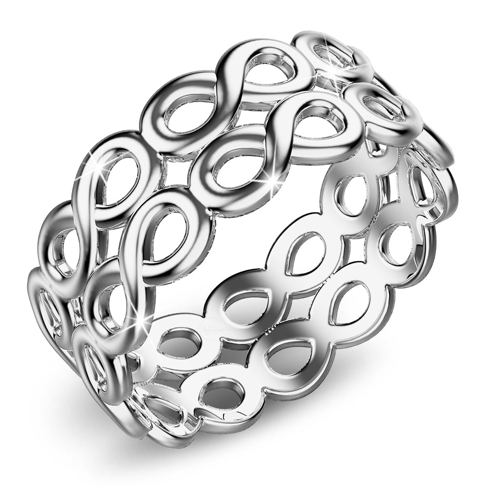 Solid 925 Sterling Silver Twice the Infinity Ring