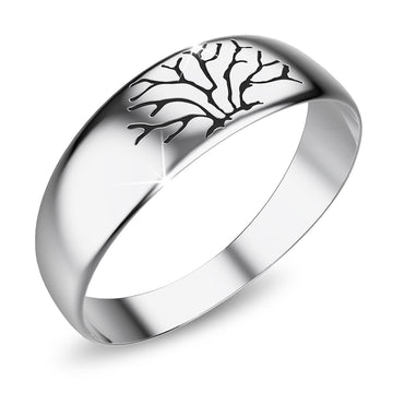 Solid 925 Sterling Silver Antique Tree of Life Ring