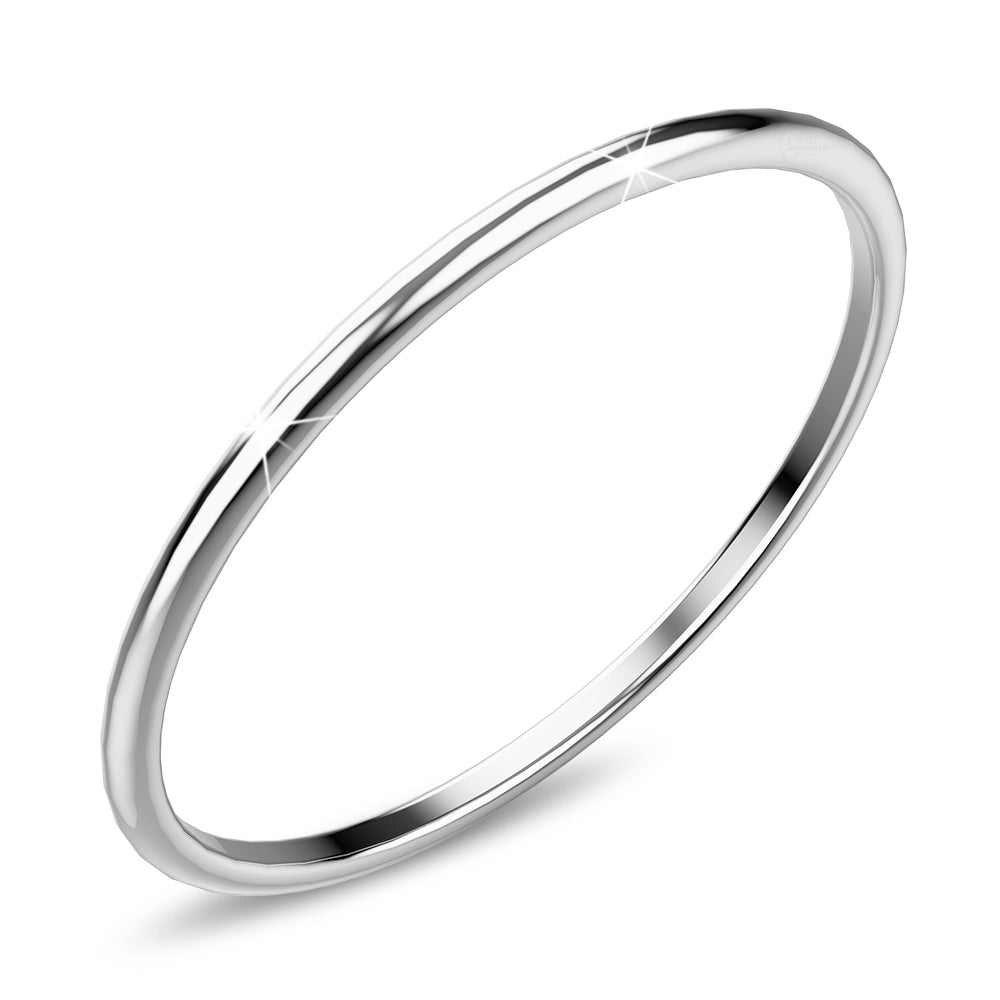 Solid 925 Sterling Silver Round Tubular Stacking Ring