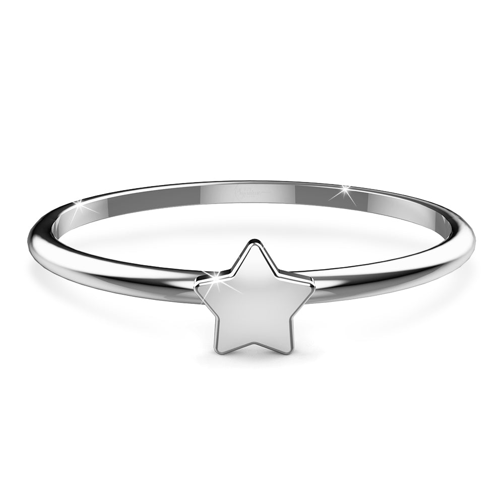 Solid 925 Sterling Silver Little Twinkle Star Stacking Ring