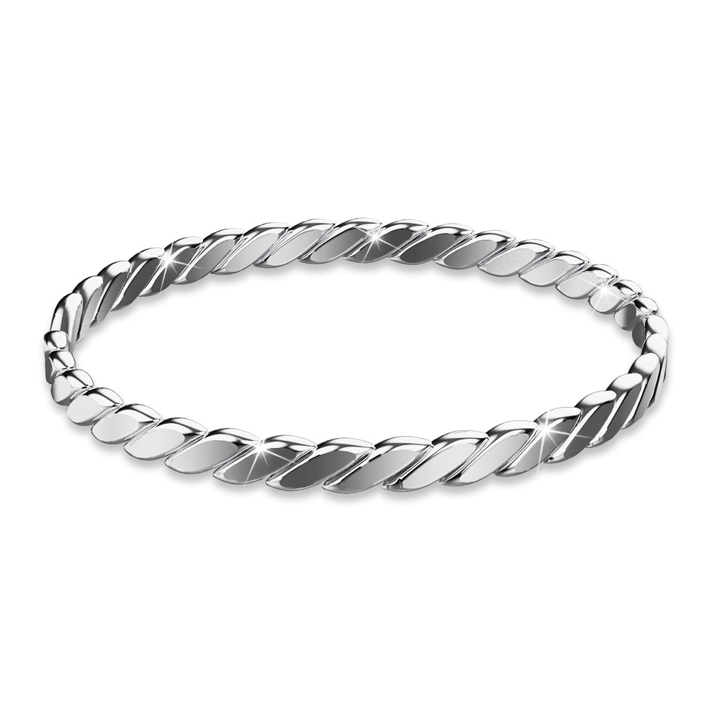 Solid 925 Sterling Silver Flat Twisted Rope Stacking Ring