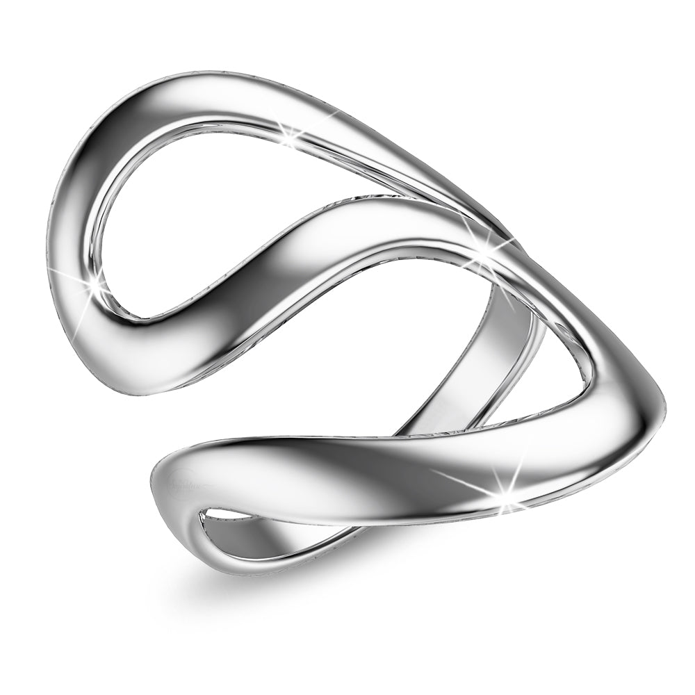 Solid 925 Sterling Silver Regal Wave Ring