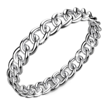Solid 925 Sterling Silver Curb Chain Link Stacking Ring