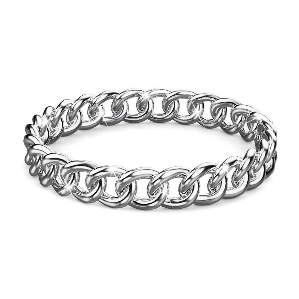 Solid 925 Sterling Silver Curb Chain Link Stacking Ring