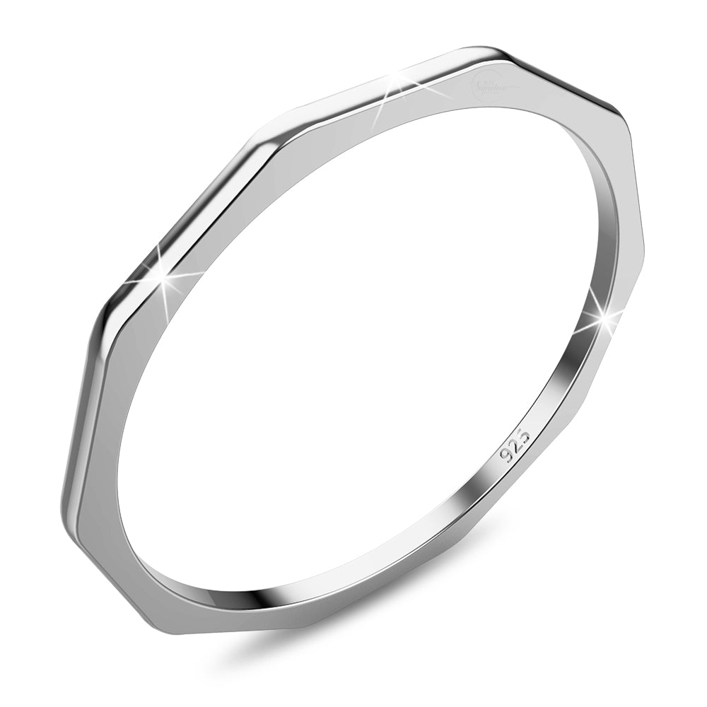 Solid 925 Sterling Silver Geometric Stacking Ring
