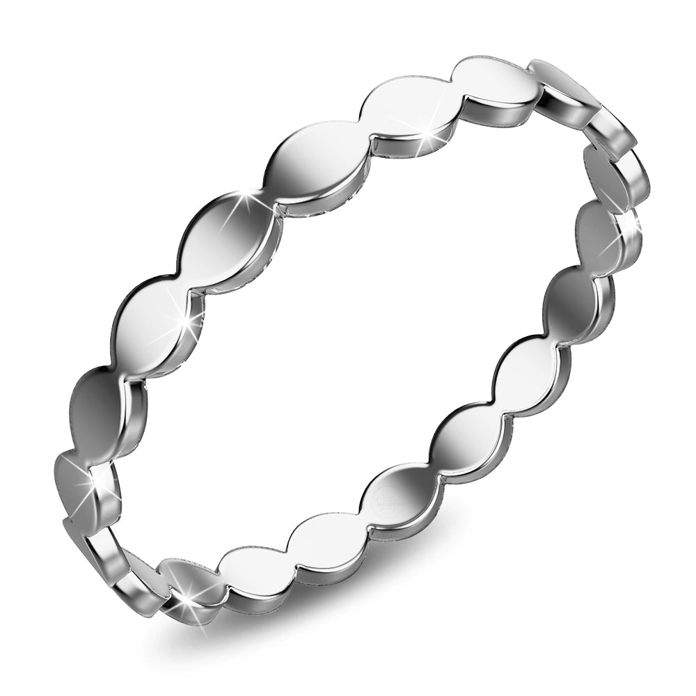 Solid 925 Sterling Silver Bead Link Stacking Ring